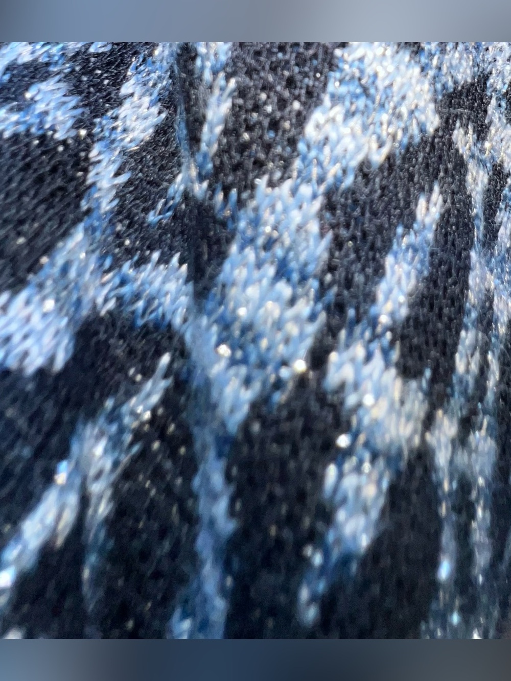 Ruby Rd. Black/Light Blue Patterned Fringe Open-Front Cardigan, XL - Picture 4 of 6